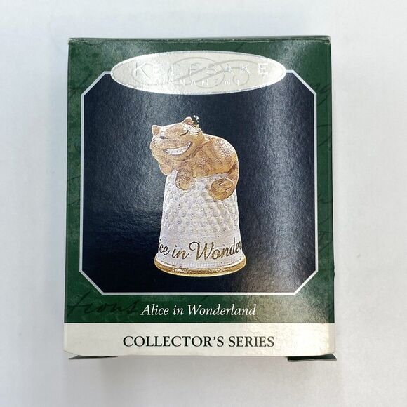 2 1998 Hallmark Alice in Wonderland Cheshire Cat Thimble Miniature Ornaments #4 - Picture 5 of 7
